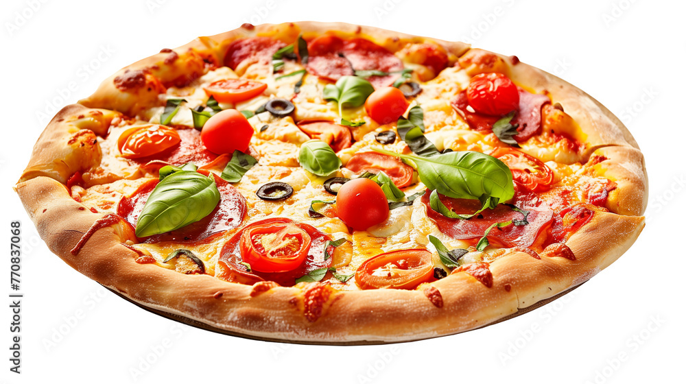 Delicious pizza isolated white background transparent 