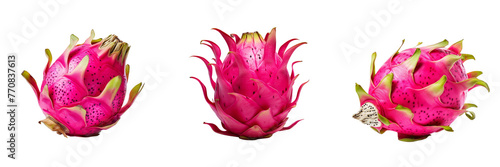  - A set of dragon fruit in transparent background