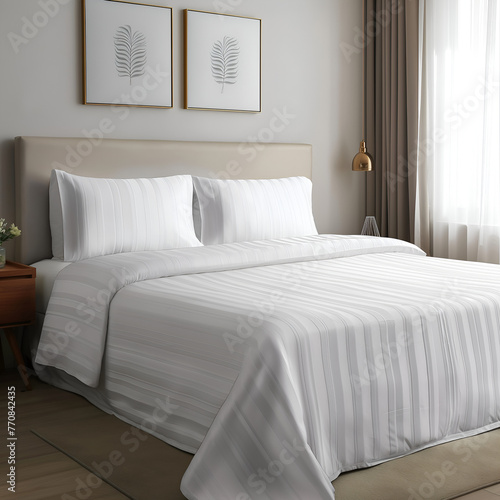 **brand new white bed Sheet product on #D0C8BE color background 