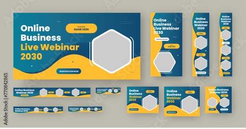 Webinar Google ads banner, Business Conference Banner, Online learning platform, Vector