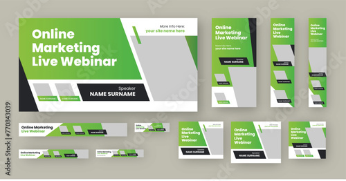 Webinar Google ads banner, Business Conference Banner, Online learning platform, Vector