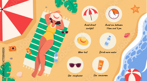 Sun protection infographic vector concept