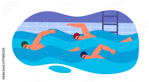 Men at swimming competition vector