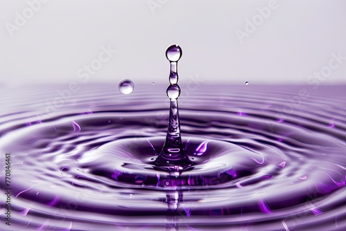 Beautiful Purple Fresh Clear Water Droplets On On White Background