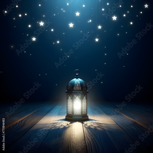 A lantern with stars and a lantern on the wall Eid elfitr Eid al adha Islamic forms photo