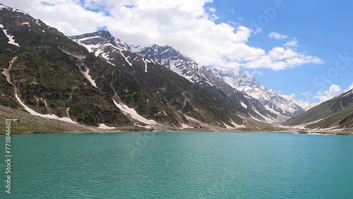 Wallpaper Mural lake louise banff Blue sky clouds mountain lake water wave grass natural plants sidewalk park trees Torontodigital.ca