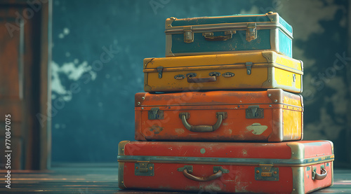 a colorful stack of suitcases of various sizes in the be564495-cf80-4b75-be90-1de1888197d3 2 photo