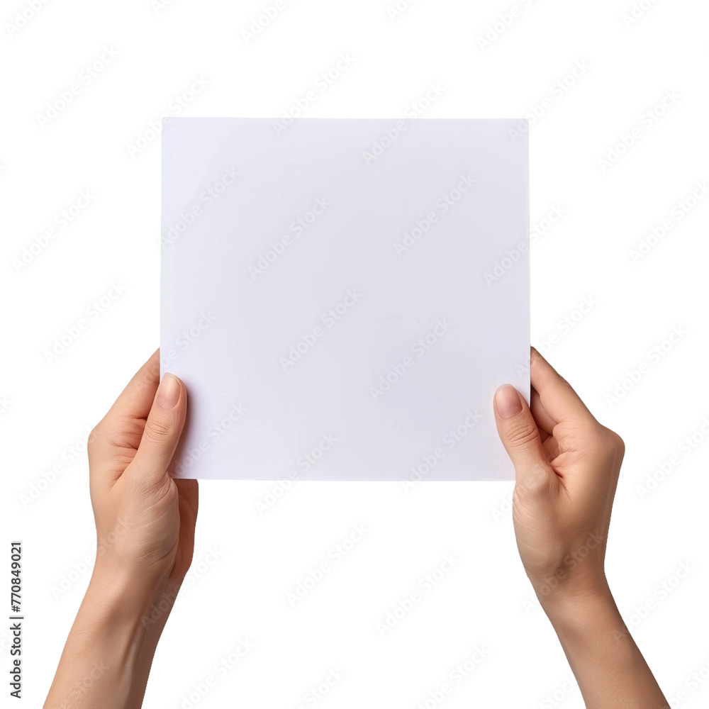 Obraz premium Two Hands Holding White Paper