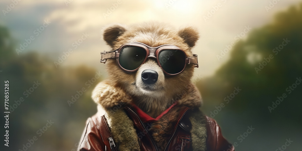 Obraz premium Aviator Raccoon: The Daring Adventure Begins - Exciting New Banner