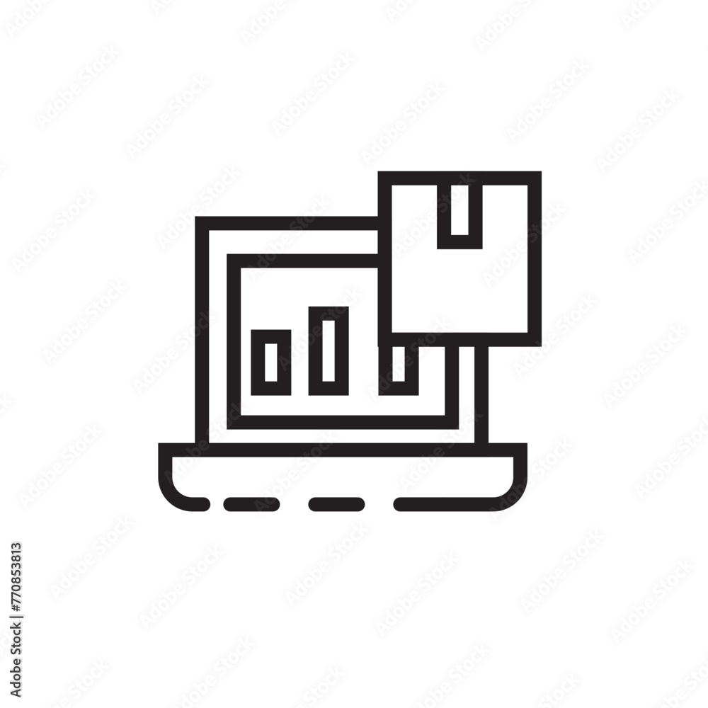 Box Laptop Delivery Line Icon Box Laptop Delivery Line Icon