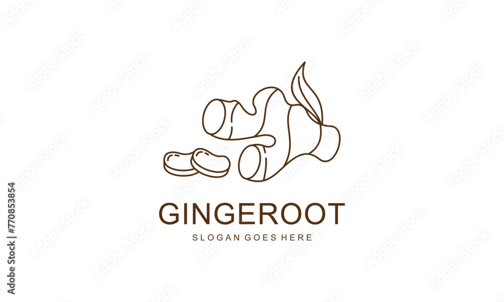 Ginger Root Logo Design. Herbal Spice Vector Isolated on White Background Ginger Root Logo Design. Herbal Spice Vector Isolated on White Background