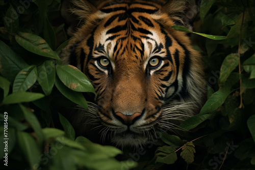 A large and formidable tiger emerged from the overgrown grass.
