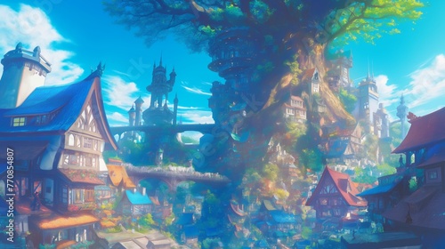 Pixel art fantasy village