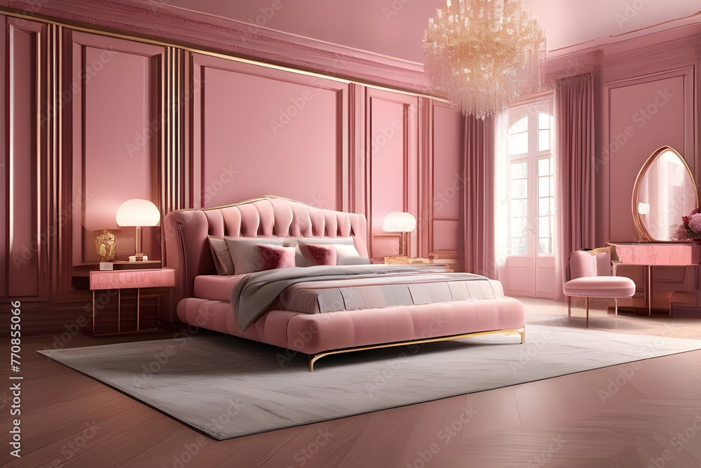 Fototapeta premium Luxury Pink Bedroom