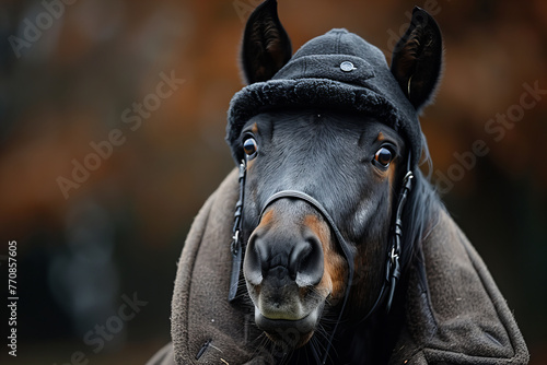 Majestic Horse in Winter Attire Posing Elegantly - Autumn Equine Banner photo