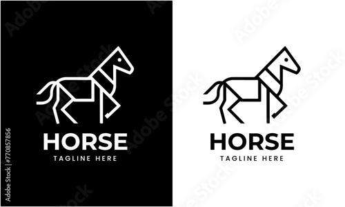 Horse minimalist modern unique logo icon symbol idea vector graphic design template