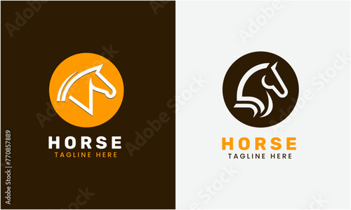 Horse minimalist modern unique logo icon symbol idea vector graphic design template