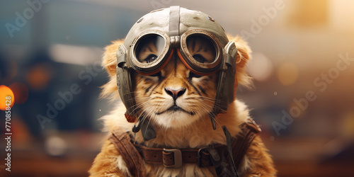 Intrepid Feline Aviator in Vintage Pilot Gear Banner