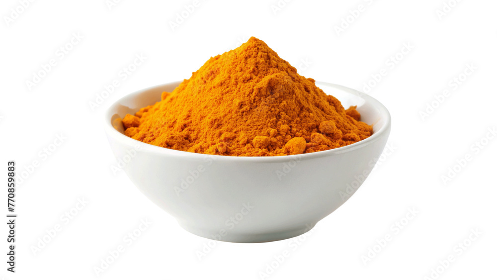 Paprika powder in a white bowl on a transparent background Paprika powder in a white bowl on a transparent background