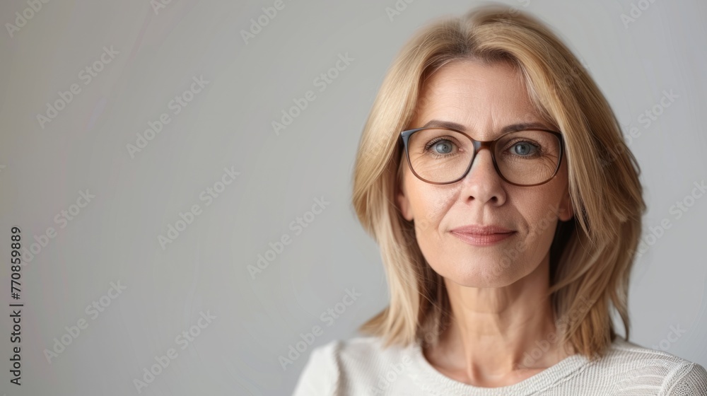Smiling senior adult woman with gray hair generative ai