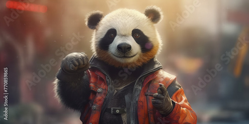 Intrepid Panda Adventurer in the City: An Inspirational Animal Hero Banner