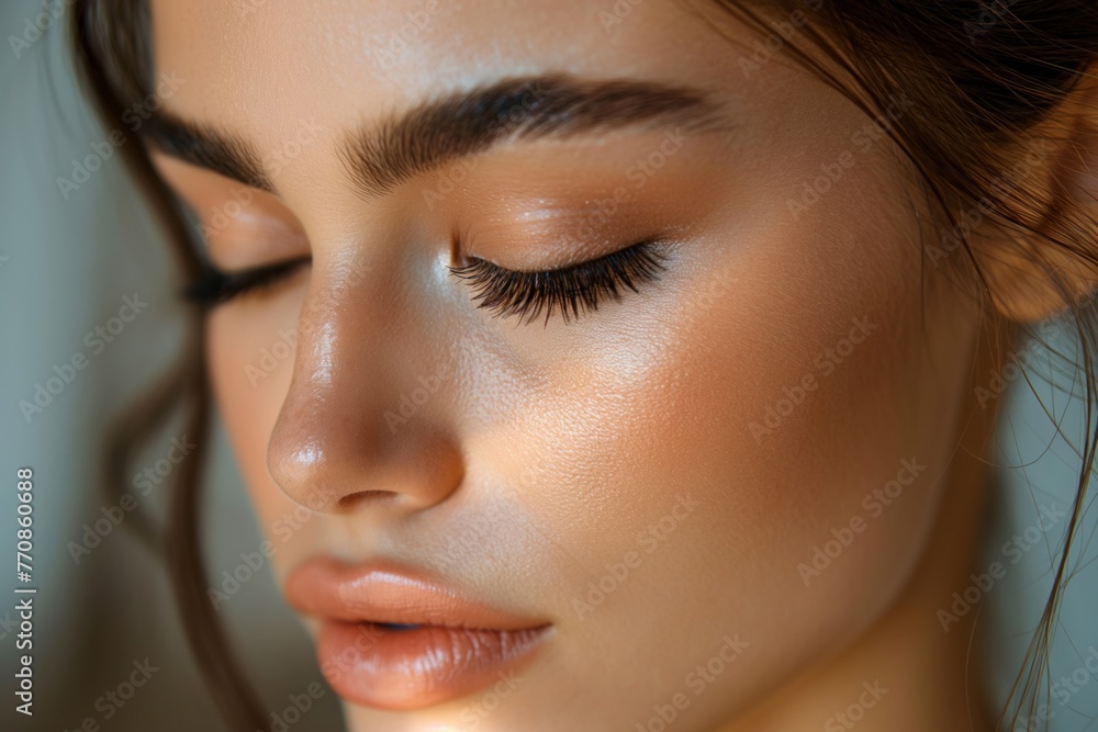 A close up of perfect winged eyeliner and shimmering eyeshadow, paired with full, fluttering lashes A close up of perfect winged eyeliner and shimmering eyeshadow, paired with full, fluttering lashes