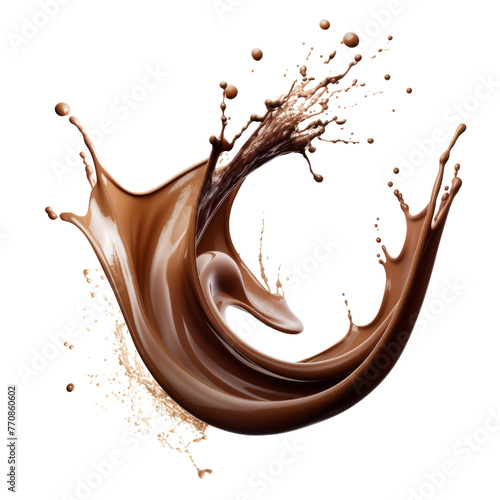 Chocolate splash isolated on transparent or white background