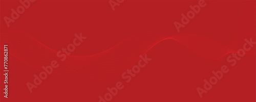 Vector abstract red background with dynamic red waves, lines and particles.	 photo