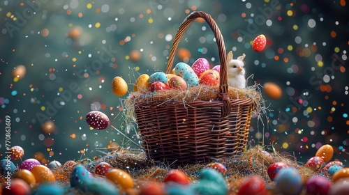 Basket Filled With Colorful Eggs