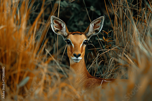 a female impala lies upright in the thick grass in th 6998f5cd-13b2-4b66-8163-75a5958ef23c 1 photo