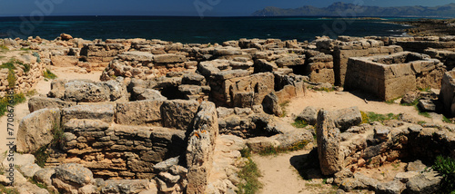 Panorama With The Ancient Historic Graveyard Necropolis De Son Real In Can Picafort Mallorca On A Wonderful Sunny Spring Day With A Clear Blue Sky