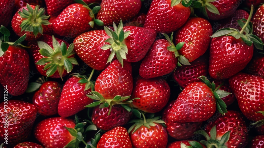 Beauty of ripe strawberries, large juicy berries growing in a greenhouse Beauty of ripe strawberries, large juicy berries growing in a greenhouse
