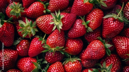 Beauty of ripe strawberries  large juicy berries growing in a greenhouse