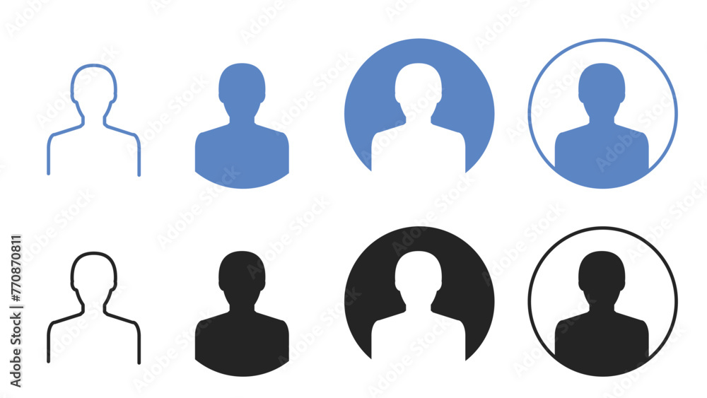 Set of User Profile Icons Isolated on White Background Set of User Profile Icons Isolated on White Background