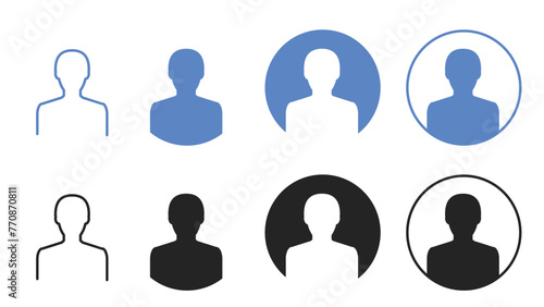 Set of User Profile Icons Isolated on White Background