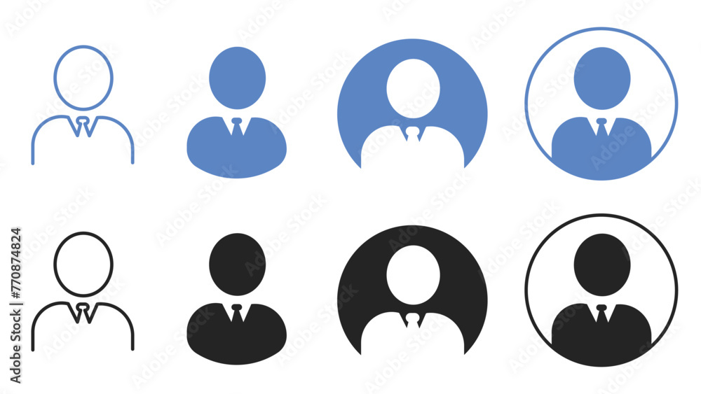 Set of User Profile Icons Isolated on White Background