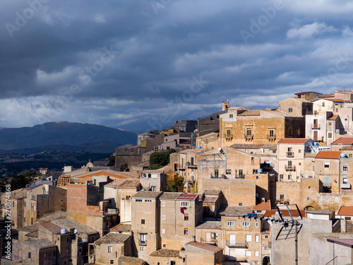 Panoramic view of Calascibetta, Sicily, Italy