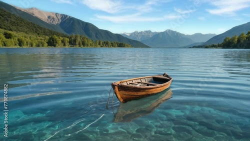 boat on the lake, seamless looping 4k animation video background  photo