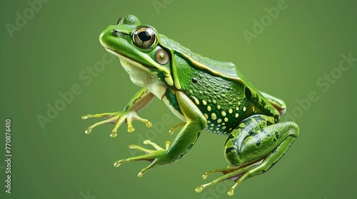 Happy Leap Day 29 February 2024, greeting card illustration with text - Leap year concept, green frog on green background