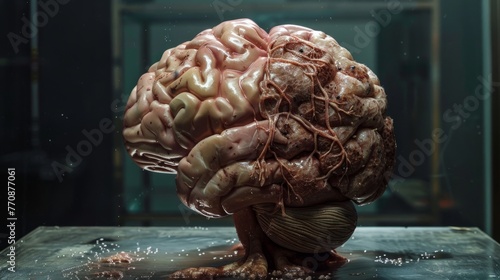 representation of a brain with Alzheimer's generative ai photo