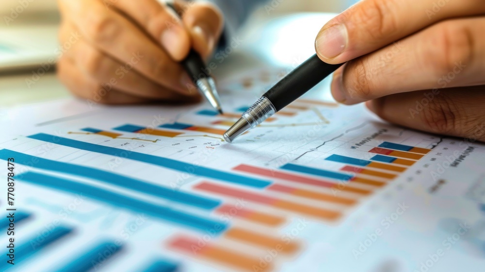 analysis working with the latest financial results. Analysis of sales forecast graphs, financial accounting with hand writing Abstract digital effect for background analysis working with the latest financial results. Analysis of sales forecast graphs, financial accounting with hand writing Abstract digital effect for background