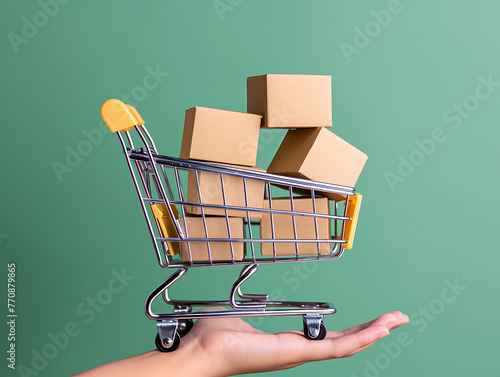 a hand holding a shopping cart with a pack of boxes o bd796bec-4a8c-41da-b8f9-9c39ce29b3ac 1 photo