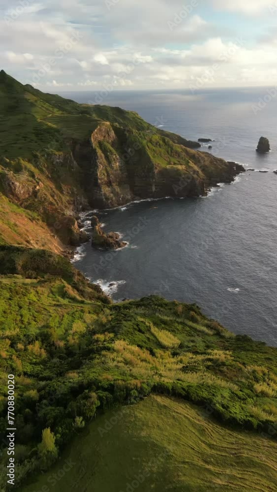 Aerial video of amazing landscapes, Flores Azores Portugal
