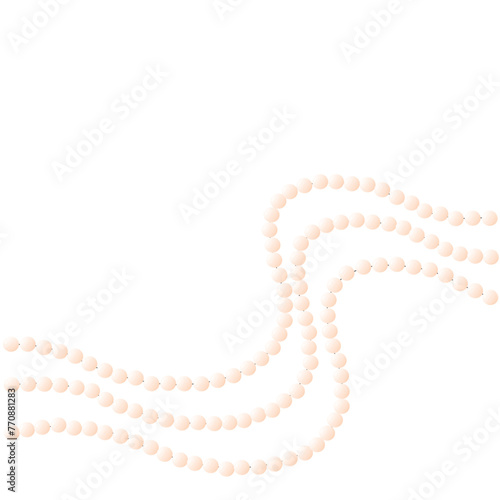 Pearl beads. Vector background with realistic natural white pearl garlands. Set for Celebratory Design, Wedding theme. Isolated on a white background.