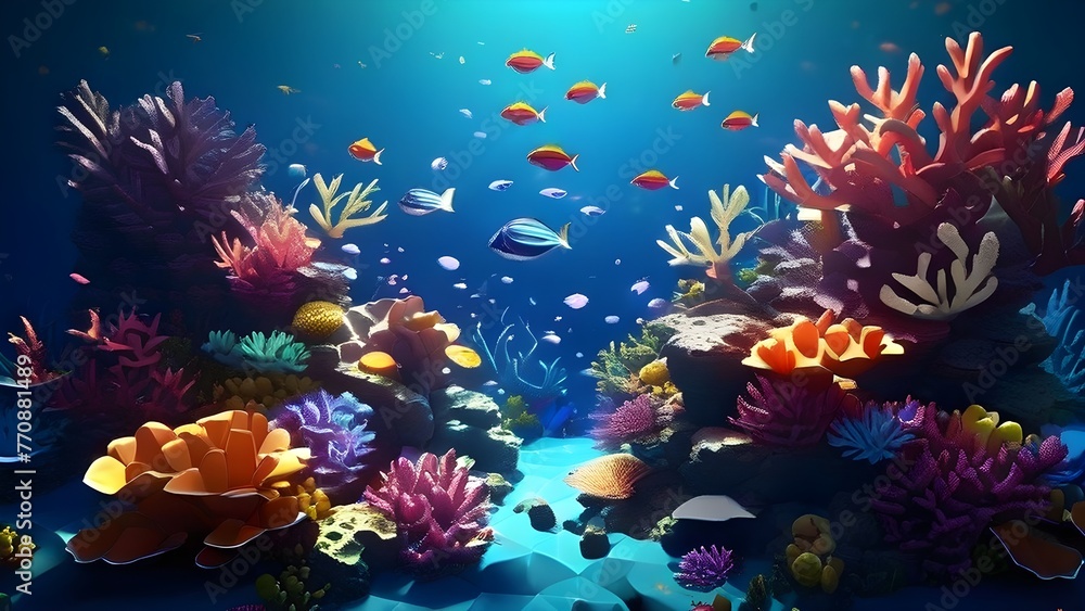 Obraz premium render background abstract coral reef ocean