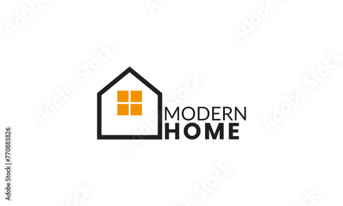 Real estate with check mark vector logo. Home vector logo template for real estate company.