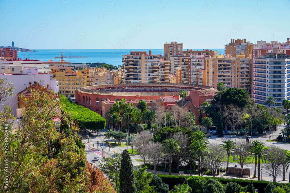 Historic bullring in the center of Malaga Spain