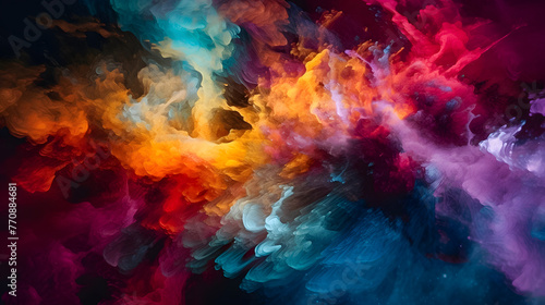 Blending colorful smoke and gas patterns and textures, Abstract art V4.