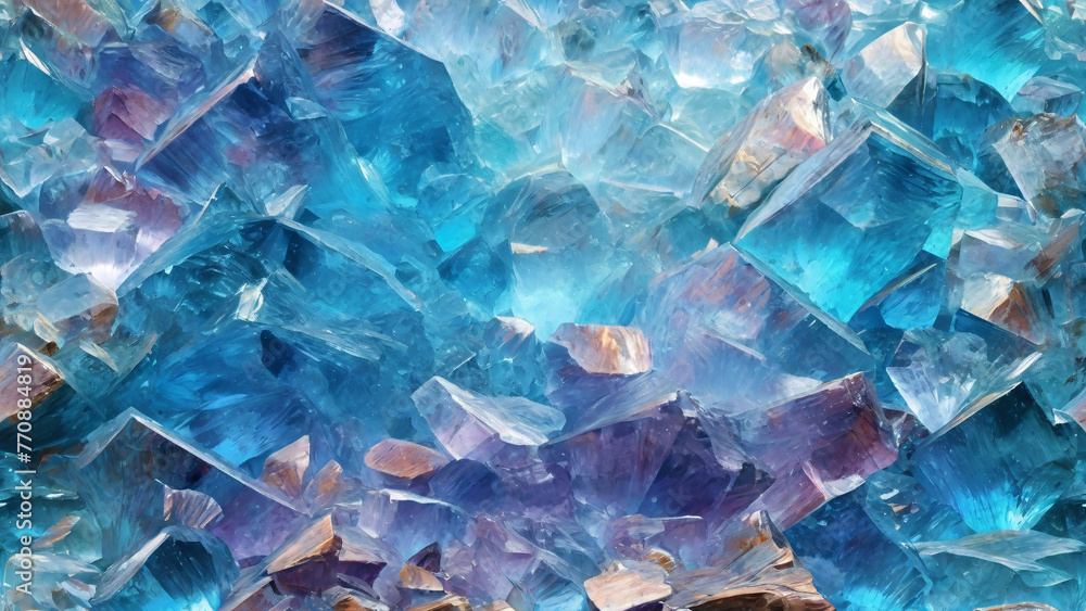 Abstract blue crystal mineral arrangement background, Rare high quality.