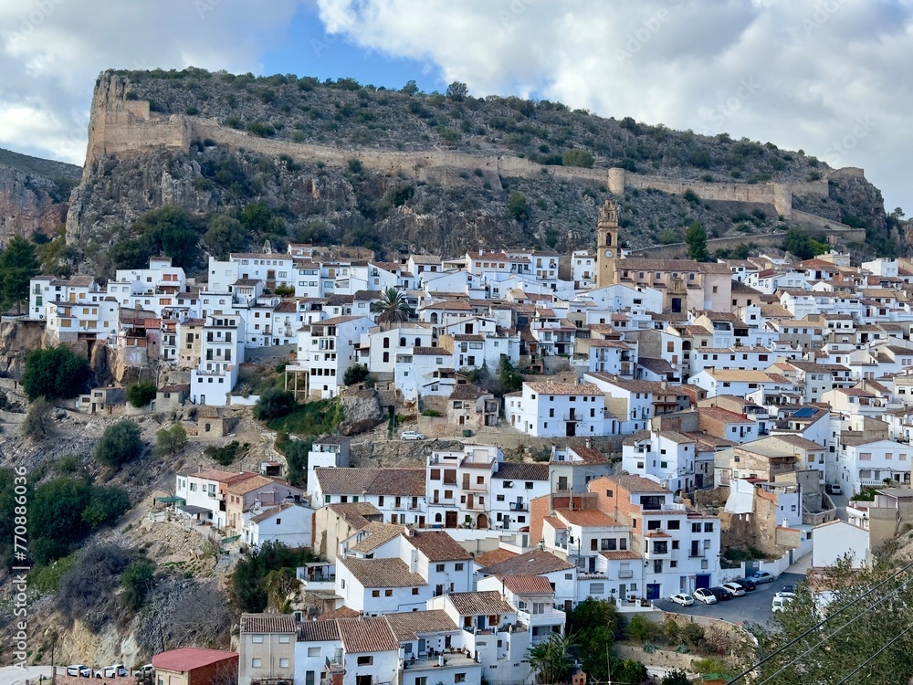 view of  Chulilla, a beautiful mountain village in Valencia 
